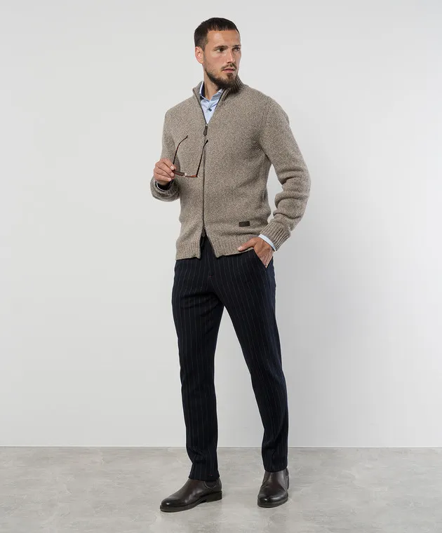 ISAIA Blue pants with striped wool