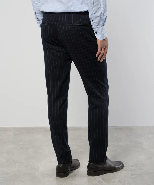 ISAIA Blue pants with striped wool