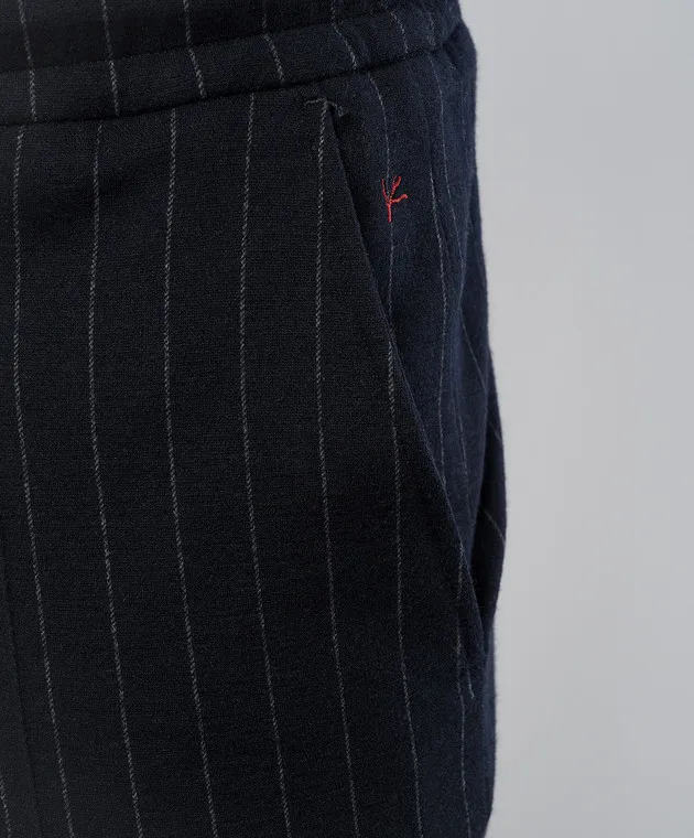 ISAIA Blue pants with striped wool