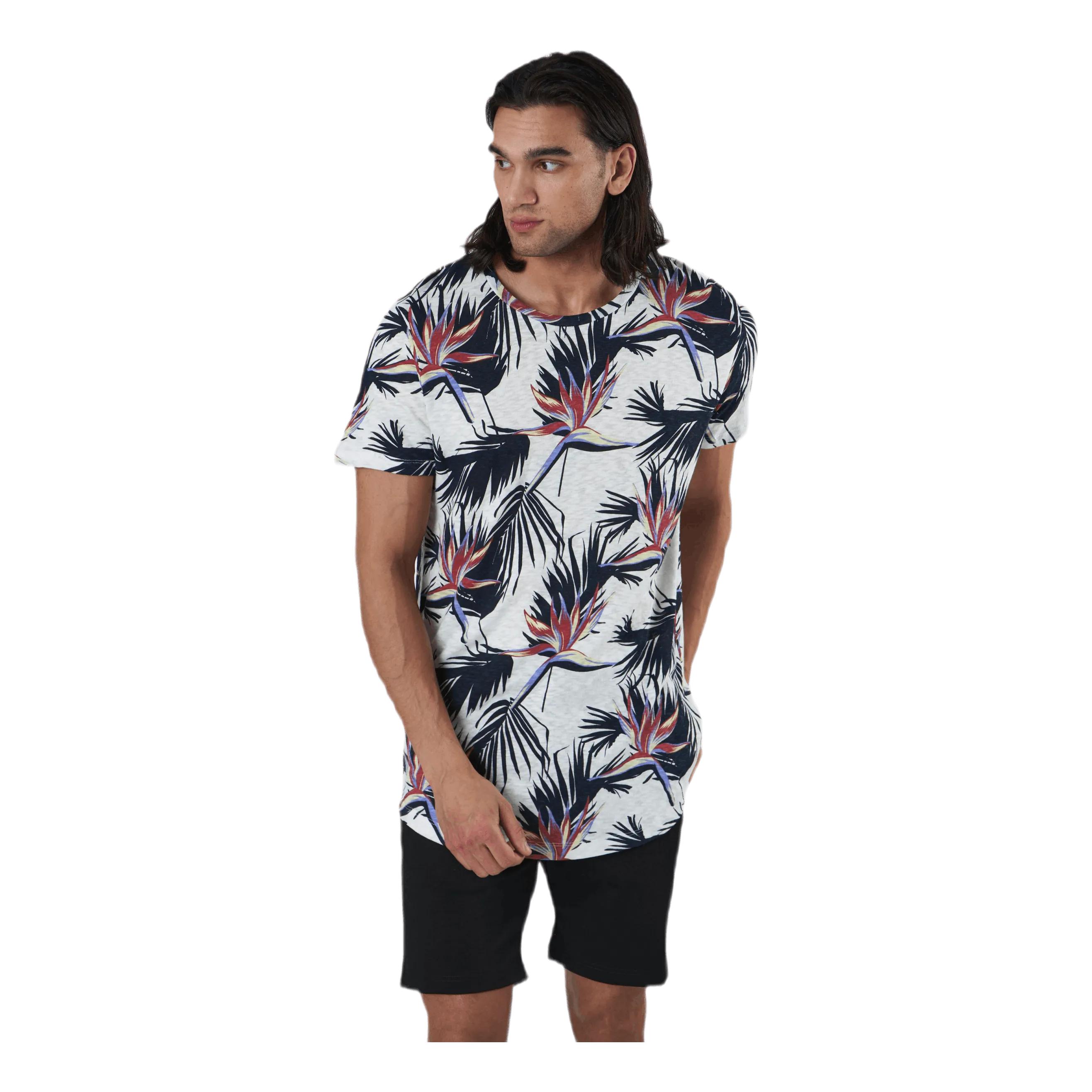 Jack & Jones Florall Tee Ss Crew Neck White