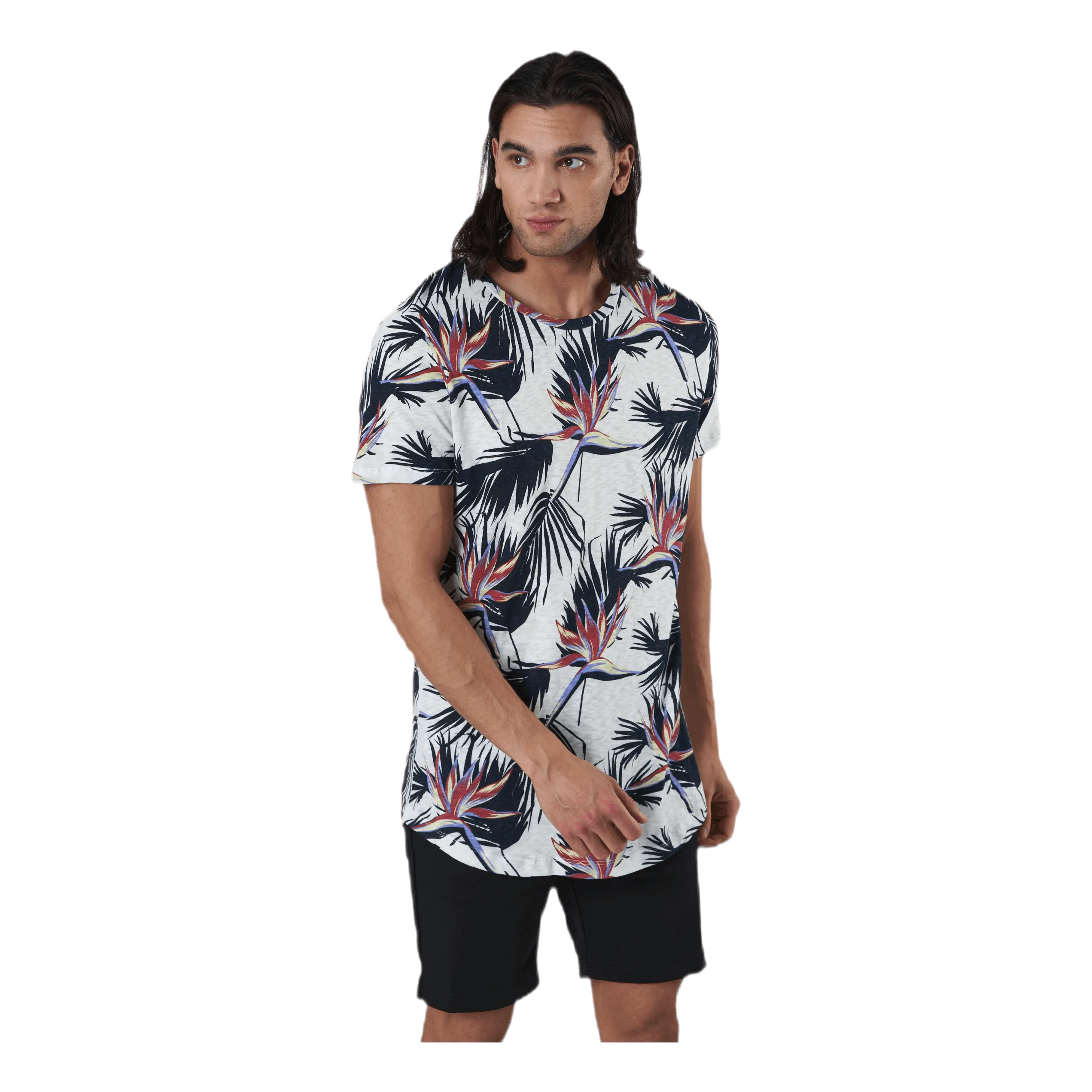 Jack & Jones Florall Tee Ss Crew Neck White