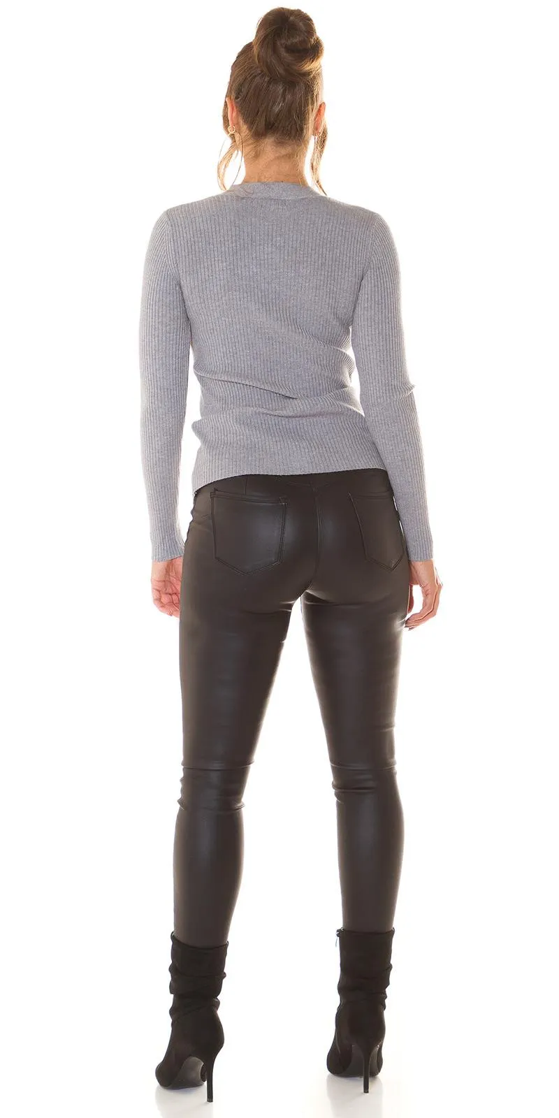 Jersey con cortes y botones gris