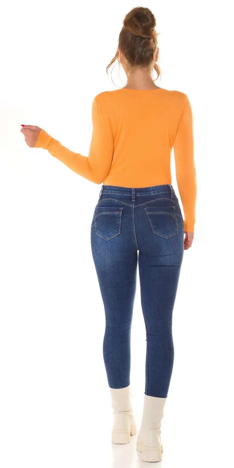Jersey de mujer cuello en V Naranja