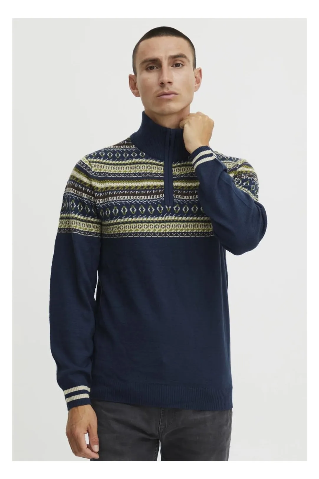 Jersey jacquard hombre azul