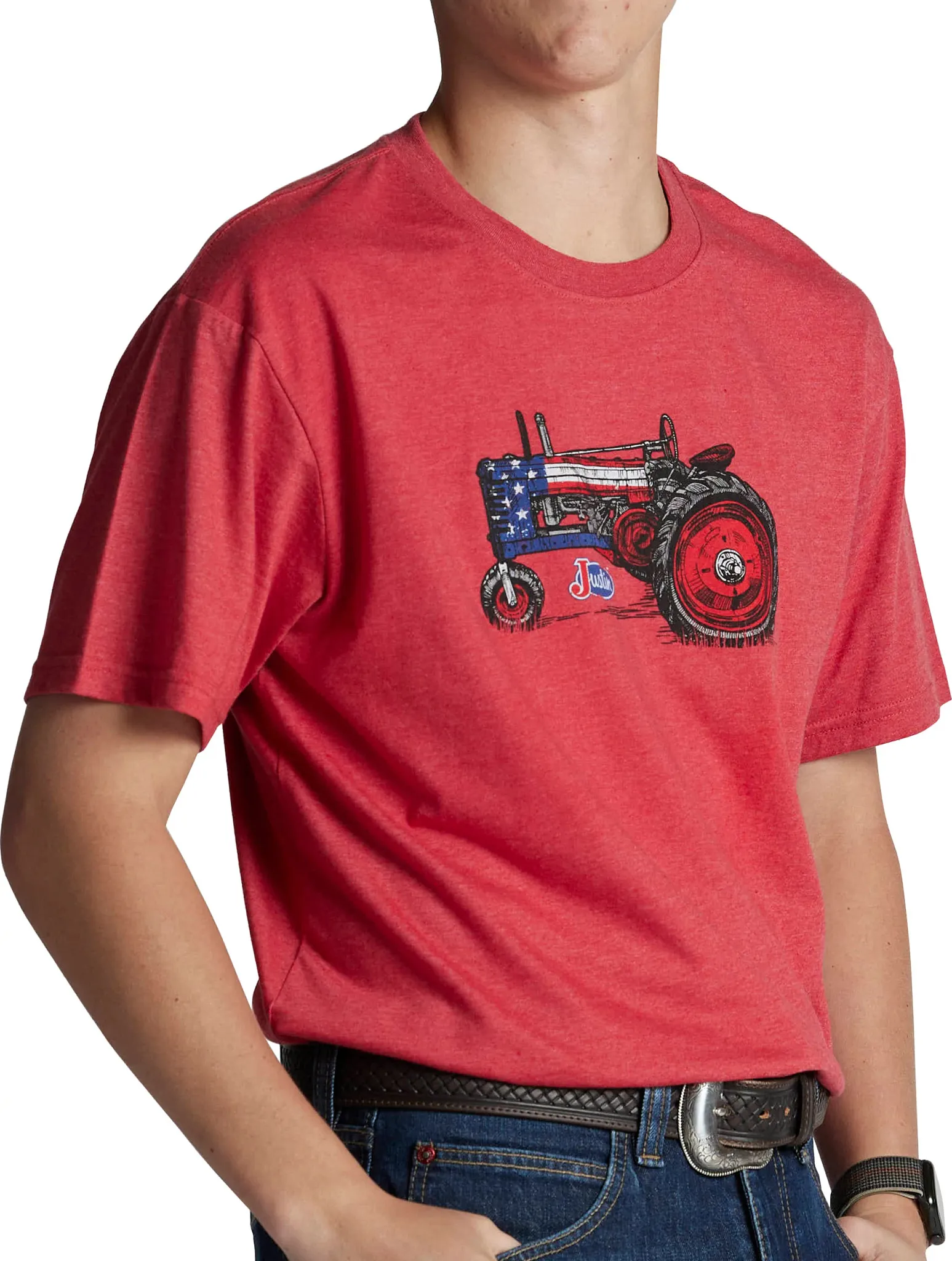 Justin Men's Patriotic Tractor Tee