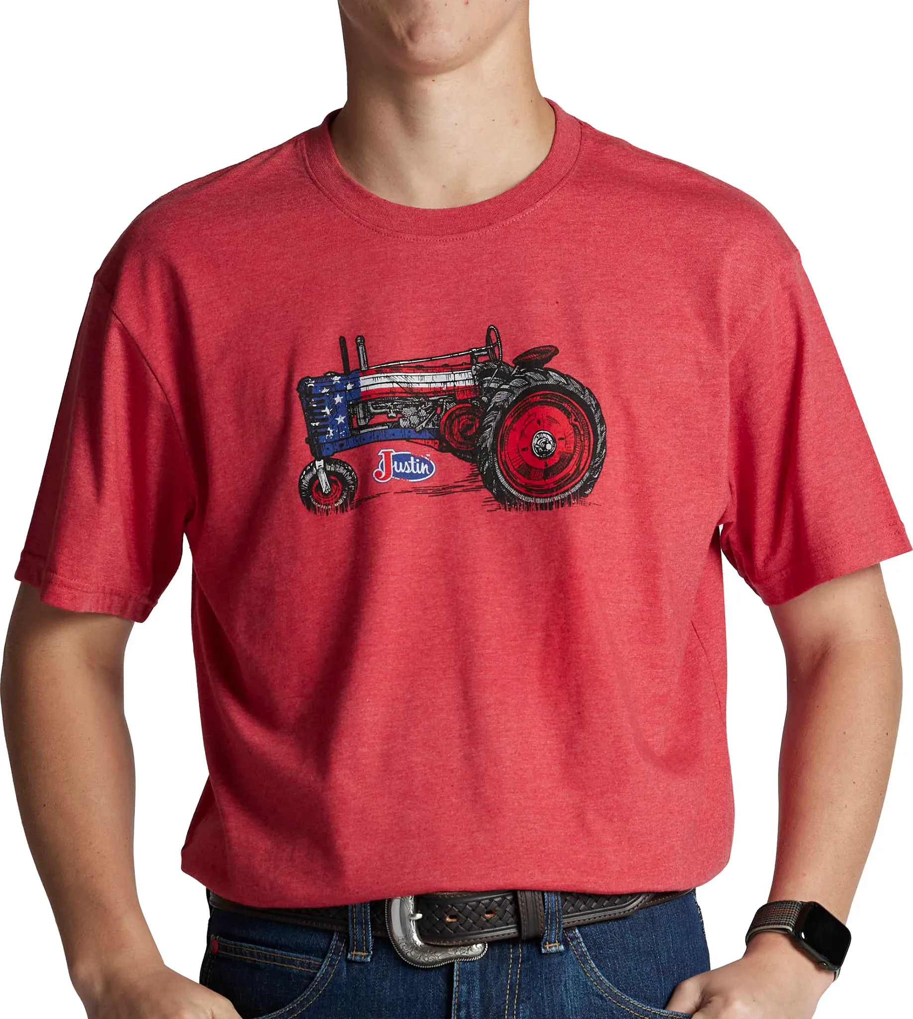 Justin Men's Patriotic Tractor Tee