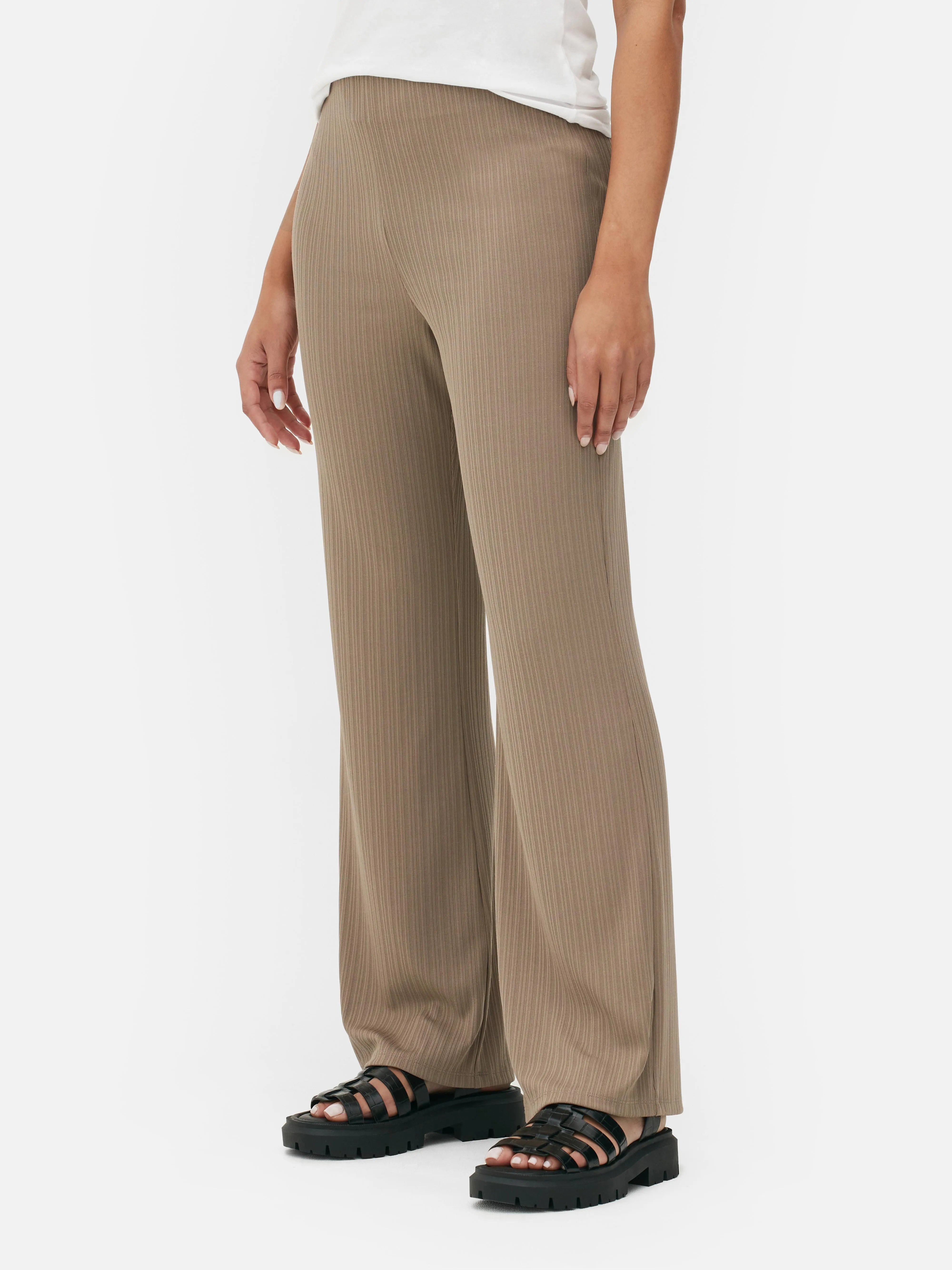 Leggings acanalados de pernera recta a juego