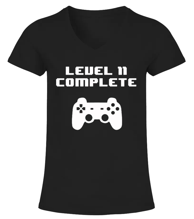 LEVEL 11 COMPLETE 11TH BIRTHDAY 2006 TS CAMISETA CUELLO PICO MUJER