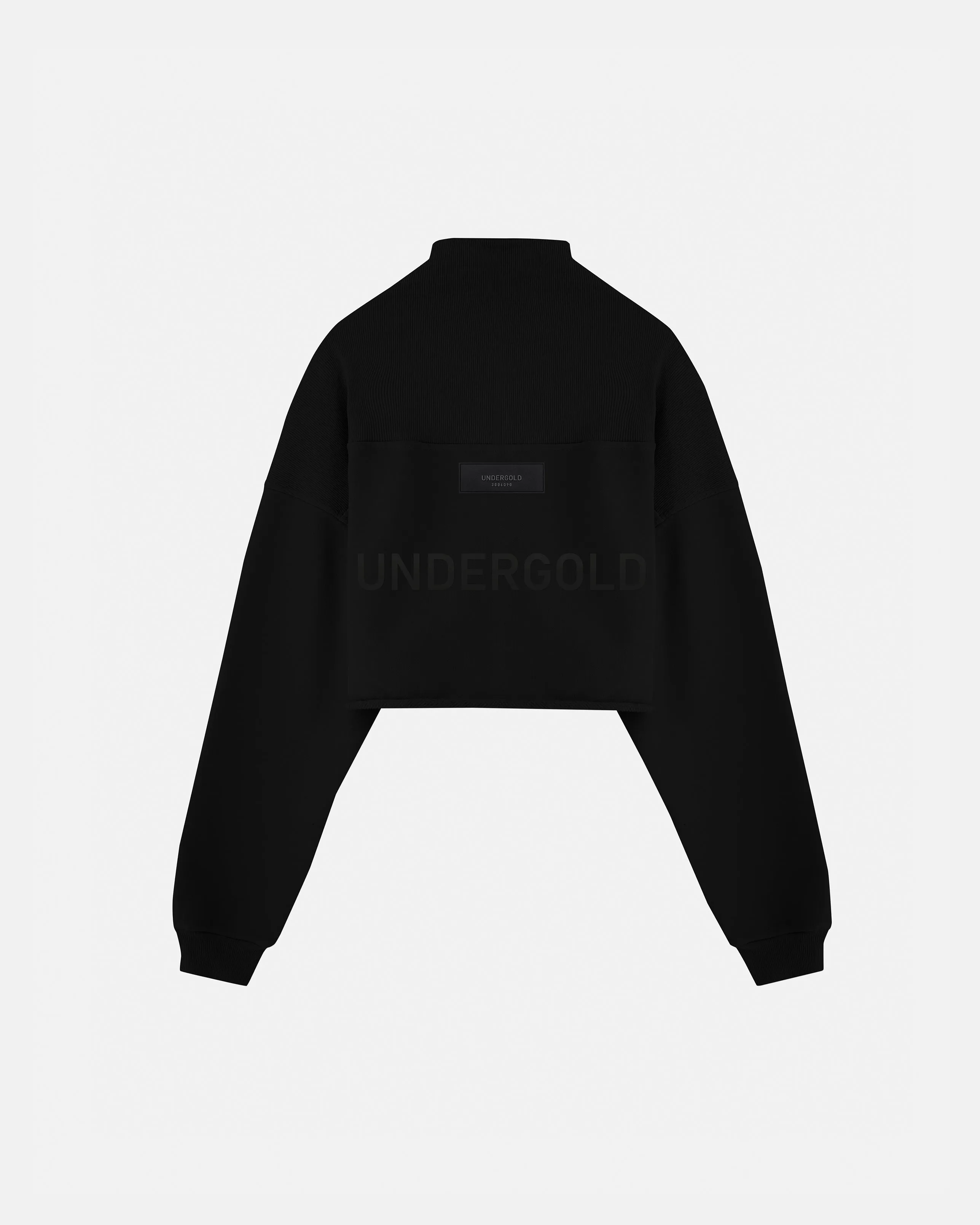 Line Logo Cropped Zip up Crewneck Black
