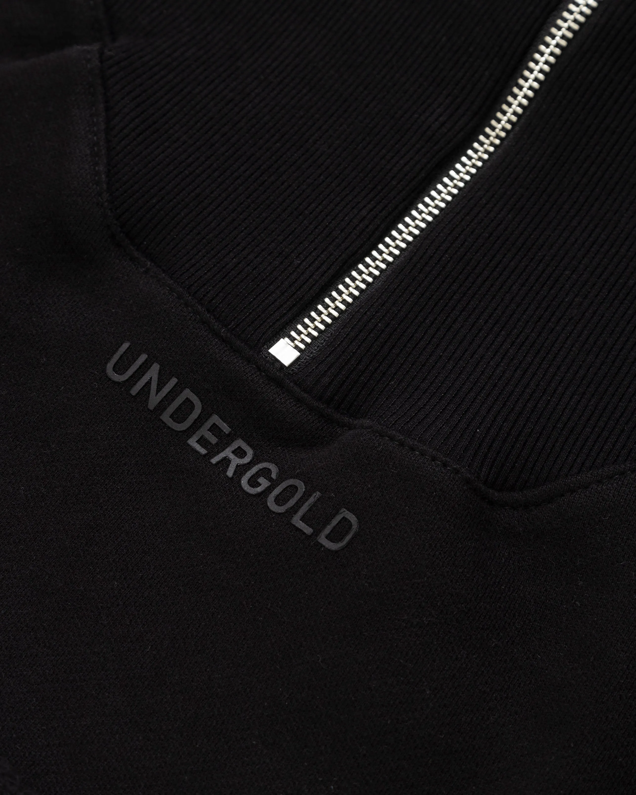 Line Logo Cropped Zip up Crewneck Black