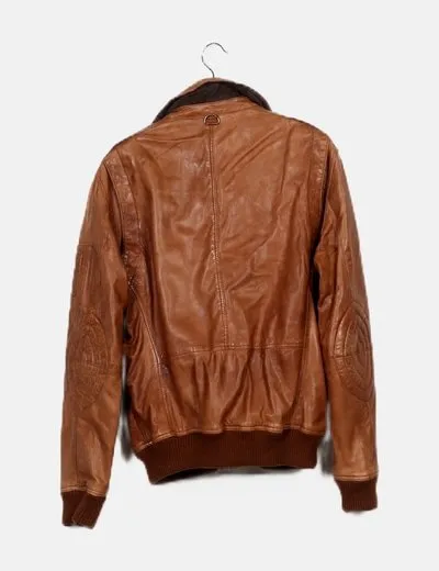 Mango Chaqueta biker marrón