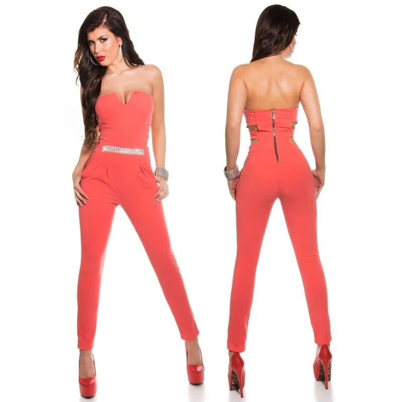Mono coral ajustado de fiesta bandeau