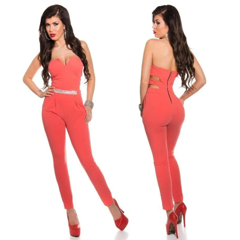 Mono coral ajustado de fiesta bandeau