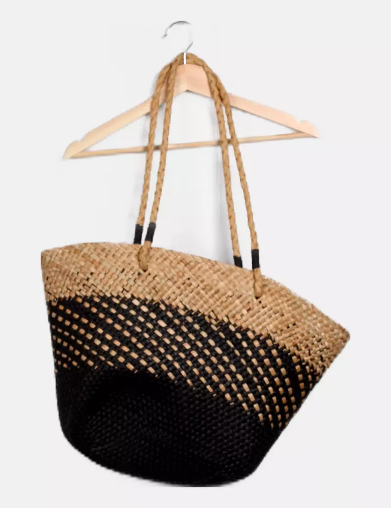 Oysho Bolso bicolor rafia
