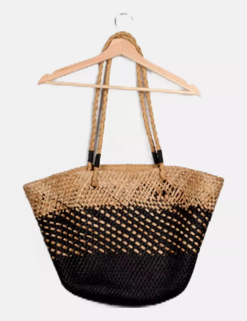Oysho Bolso bicolor rafia