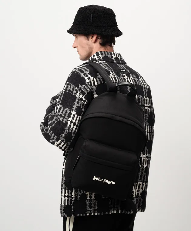 Palm Angels Black backpack with logo embroidery