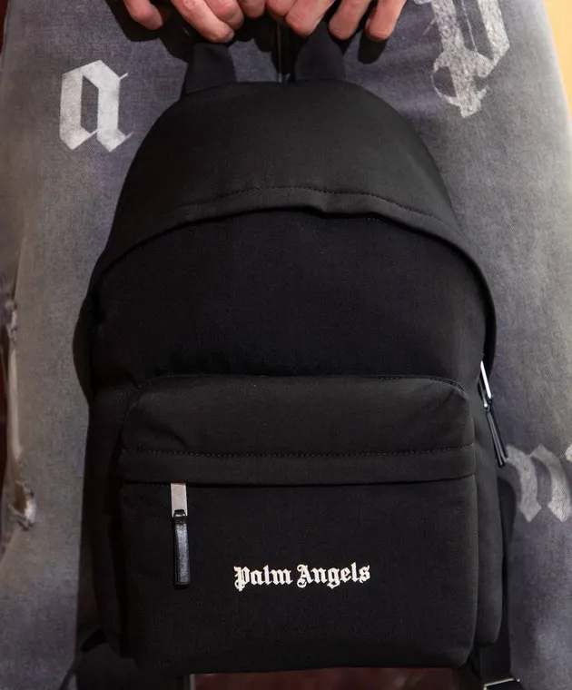 Palm Angels Black backpack with logo embroidery