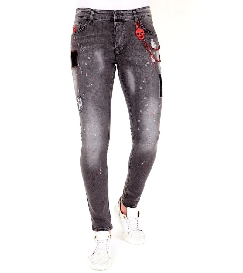 PANTALONES CON MANCHAS DE PINTURA  1032  GRIS