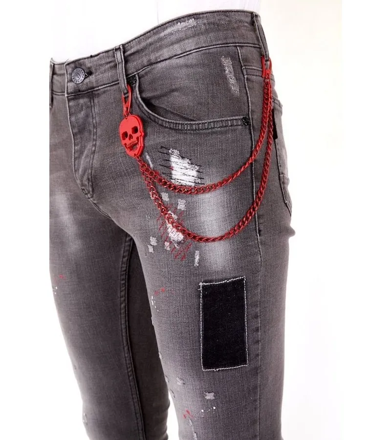 PANTALONES CON MANCHAS DE PINTURA  1032  GRIS