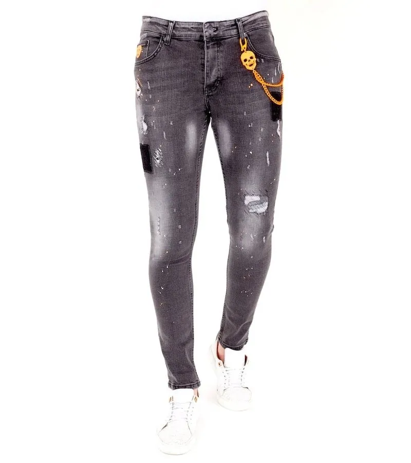 PANTALONES CON MANCHAS DE PINTURA  1034  GRIS