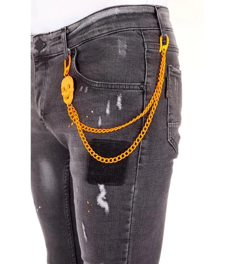 PANTALONES CON MANCHAS DE PINTURA  1034  GRIS