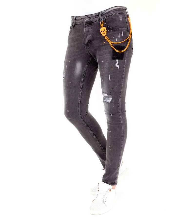 PANTALONES CON MANCHAS DE PINTURA  1034  GRIS