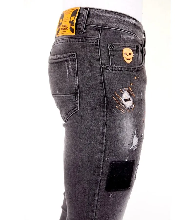 PANTALONES CON MANCHAS DE PINTURA  1034  GRIS