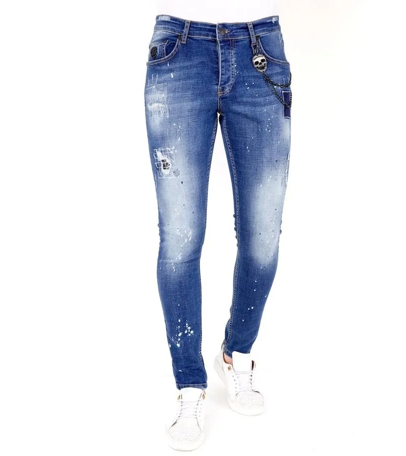 PANTALONES CON MANCHAS DE PINTURA   1035  AZUL CLARO