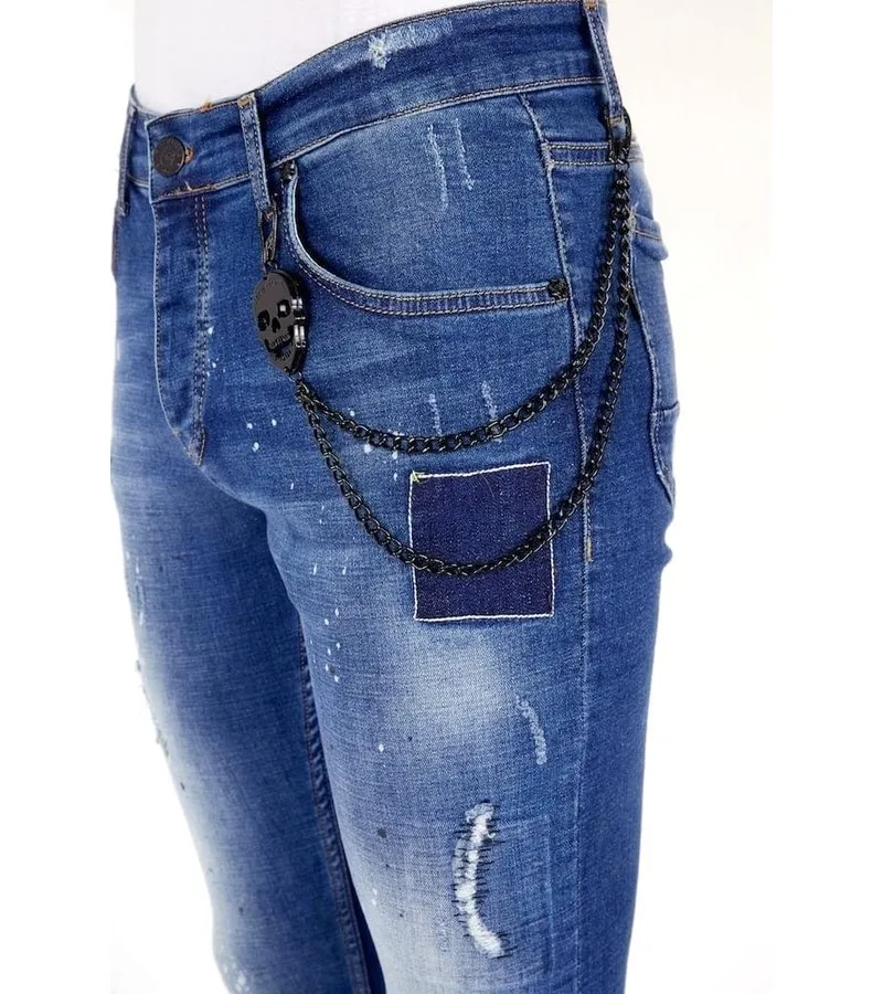 PANTALONES CON MANCHAS DE PINTURA   1035  AZUL CLARO