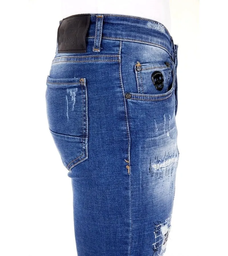 PANTALONES CON MANCHAS DE PINTURA   1035  AZUL CLARO
