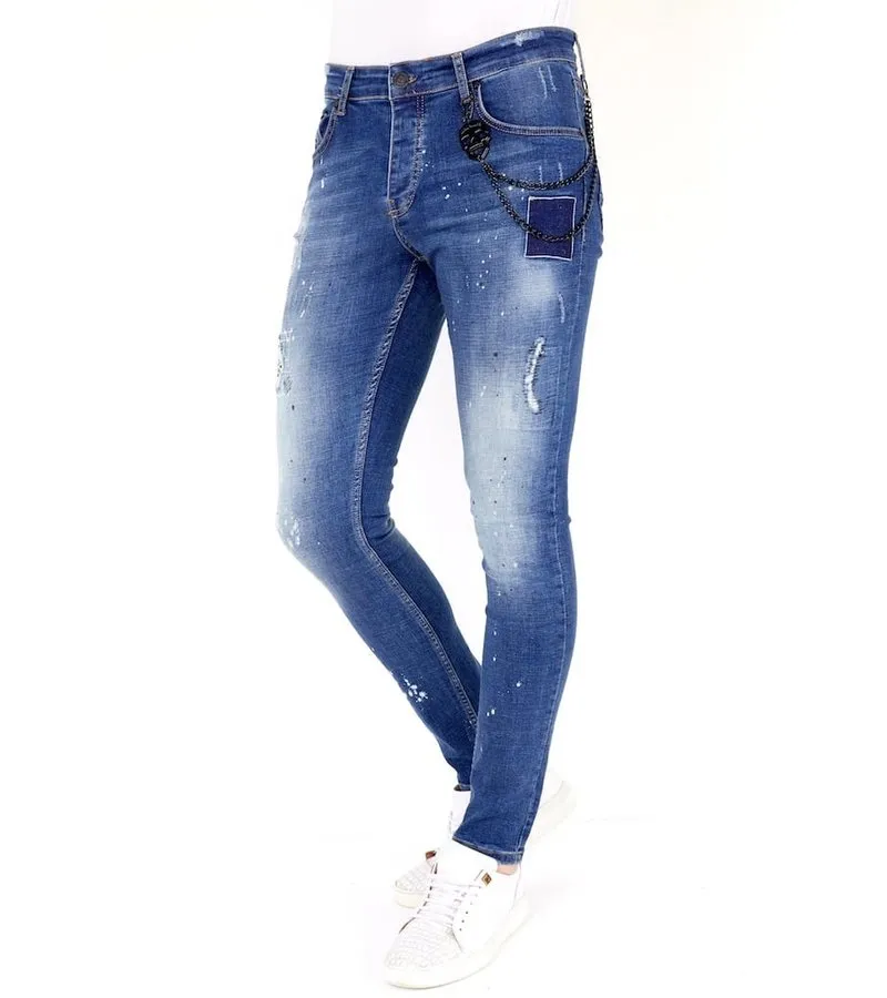 PANTALONES CON MANCHAS DE PINTURA   1035  AZUL CLARO