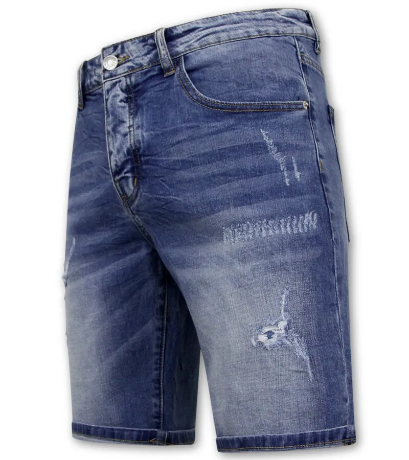 PANTALONES CORTOS ELáSTICOS HOMBRES  DENIM SHORT  AZUL