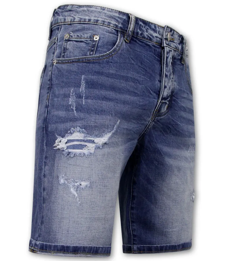 PANTALONES CORTOS ELáSTICOS HOMBRES  DENIM SHORT  AZUL