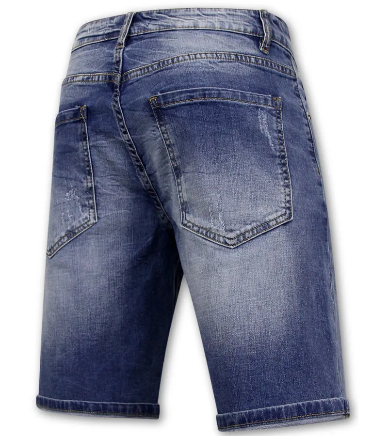 PANTALONES CORTOS ELáSTICOS HOMBRES  DENIM SHORT  AZUL
