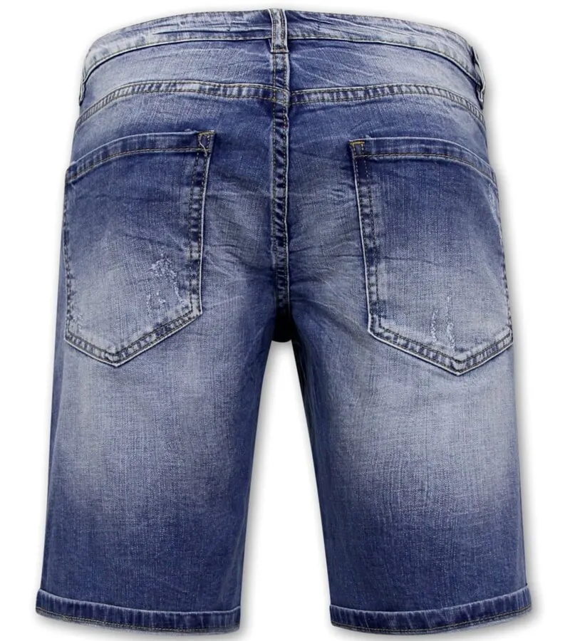 PANTALONES CORTOS ELáSTICOS HOMBRES  DENIM SHORT  AZUL
