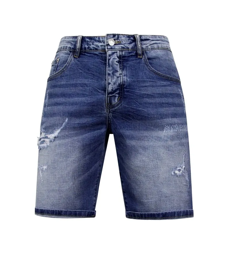PANTALONES CORTOS ELáSTICOS HOMBRES  DENIM SHORT  AZUL