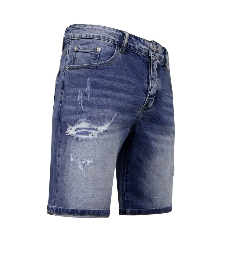 PANTALONES CORTOS ELáSTICOS HOMBRES  DENIM SHORT  AZUL