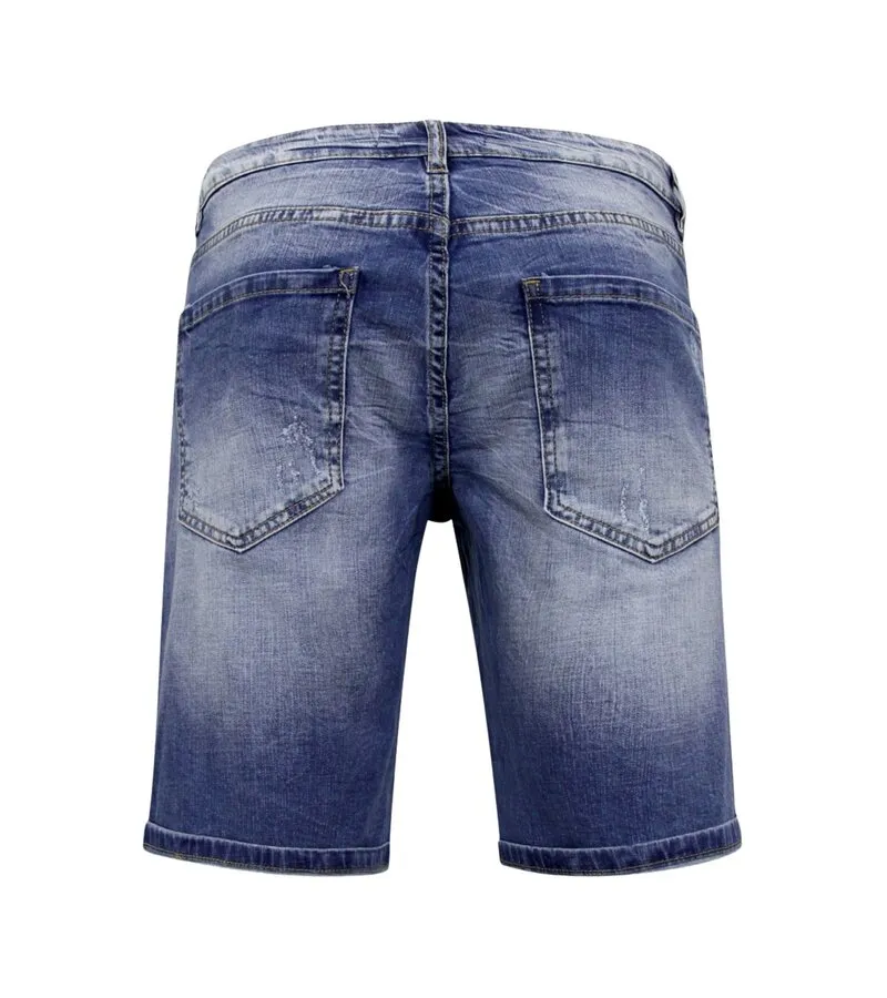 PANTALONES CORTOS ELáSTICOS HOMBRES  DENIM SHORT  AZUL