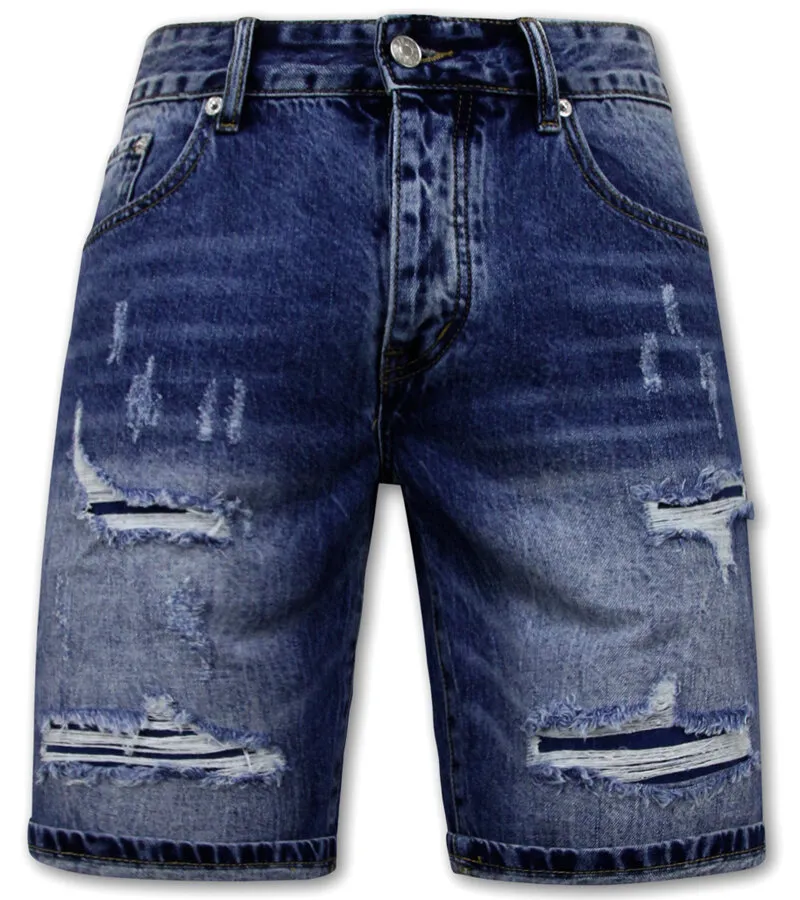 PANTALONES CORTOS SLIM FIT HOMBRES  DENIM SHORT  AZUL