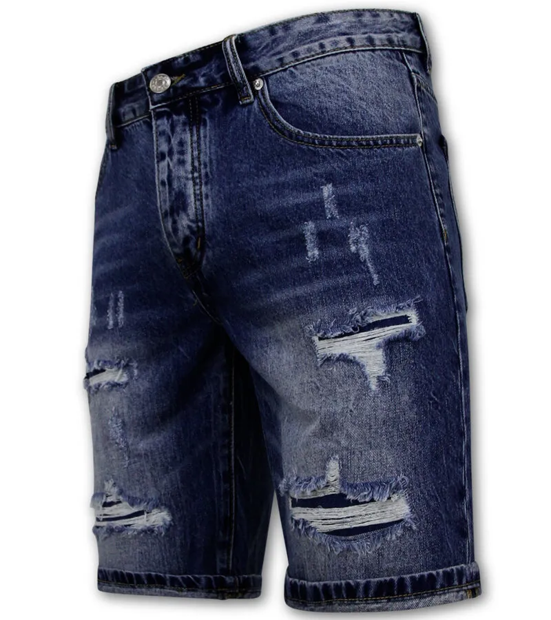 PANTALONES CORTOS SLIM FIT HOMBRES  DENIM SHORT  AZUL