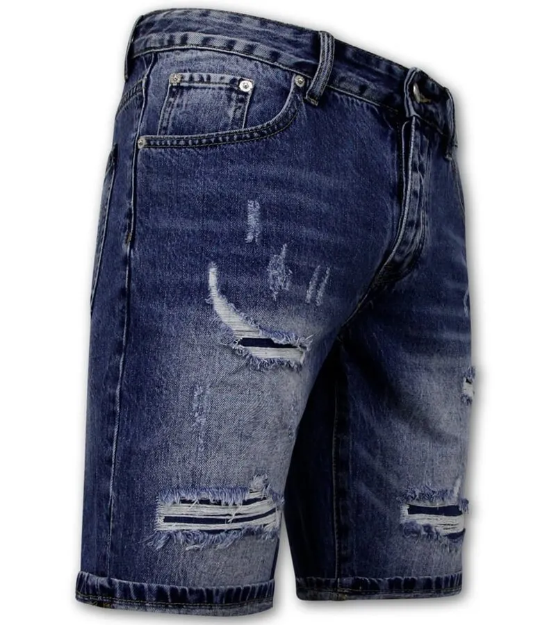 PANTALONES CORTOS SLIM FIT HOMBRES  DENIM SHORT  AZUL