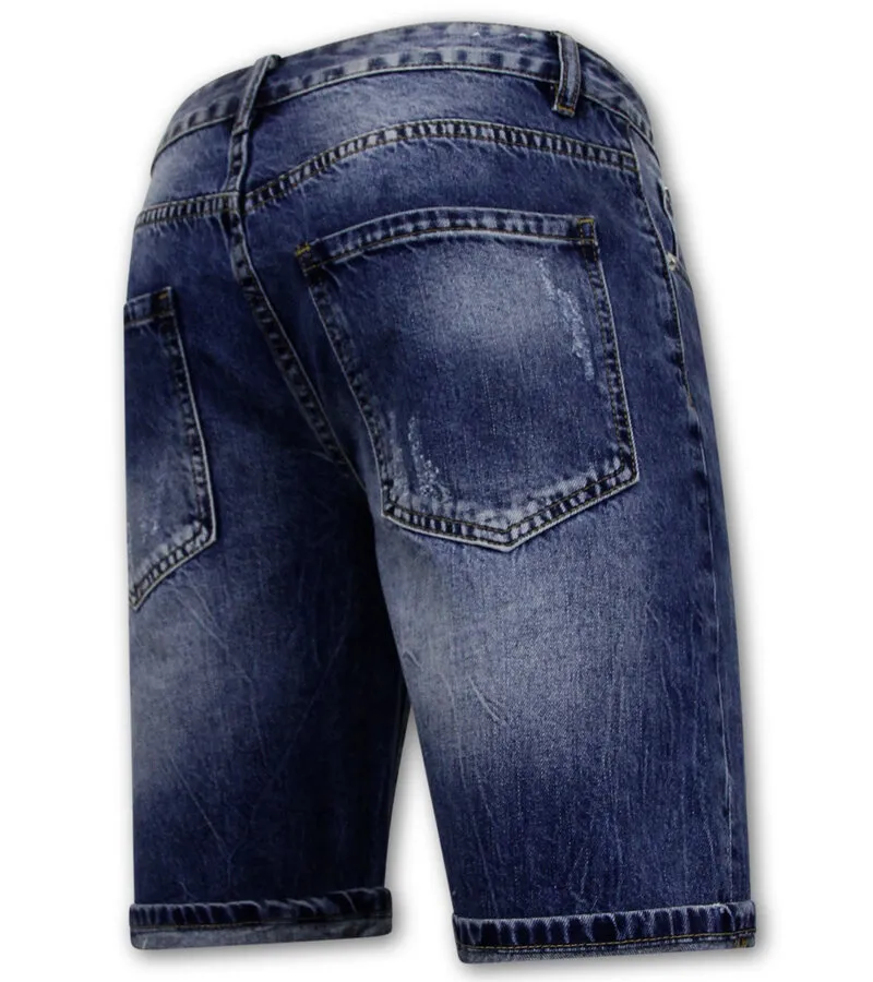 PANTALONES CORTOS SLIM FIT HOMBRES  DENIM SHORT  AZUL