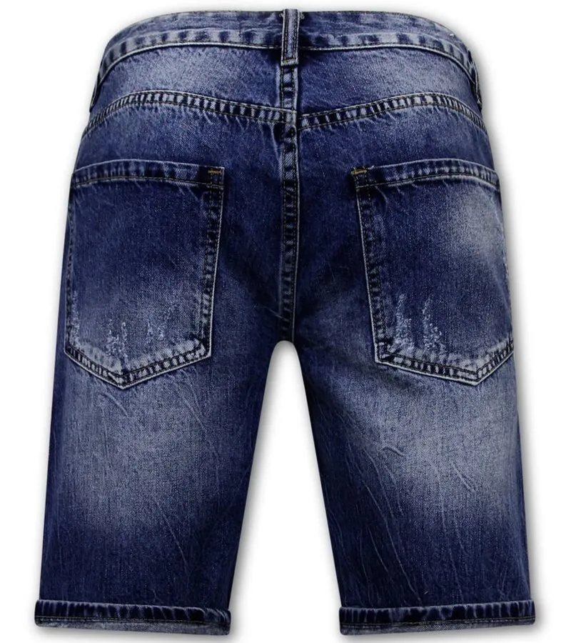 PANTALONES CORTOS SLIM FIT HOMBRES  DENIM SHORT  AZUL