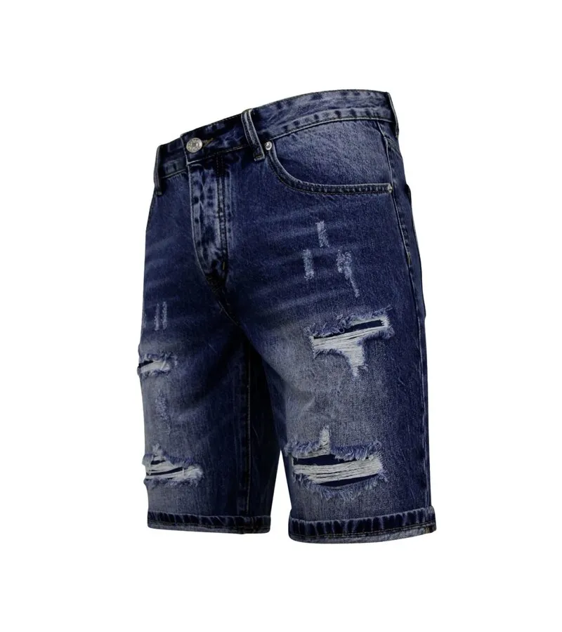 PANTALONES CORTOS SLIM FIT HOMBRES  DENIM SHORT  AZUL