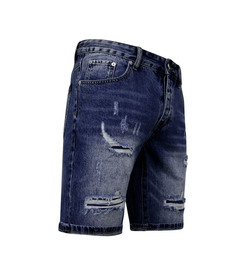 PANTALONES CORTOS SLIM FIT HOMBRES  DENIM SHORT  AZUL