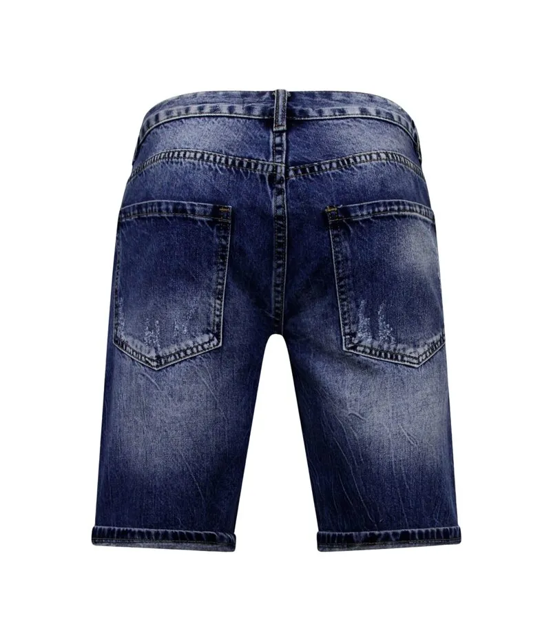 PANTALONES CORTOS SLIM FIT HOMBRES  DENIM SHORT  AZUL