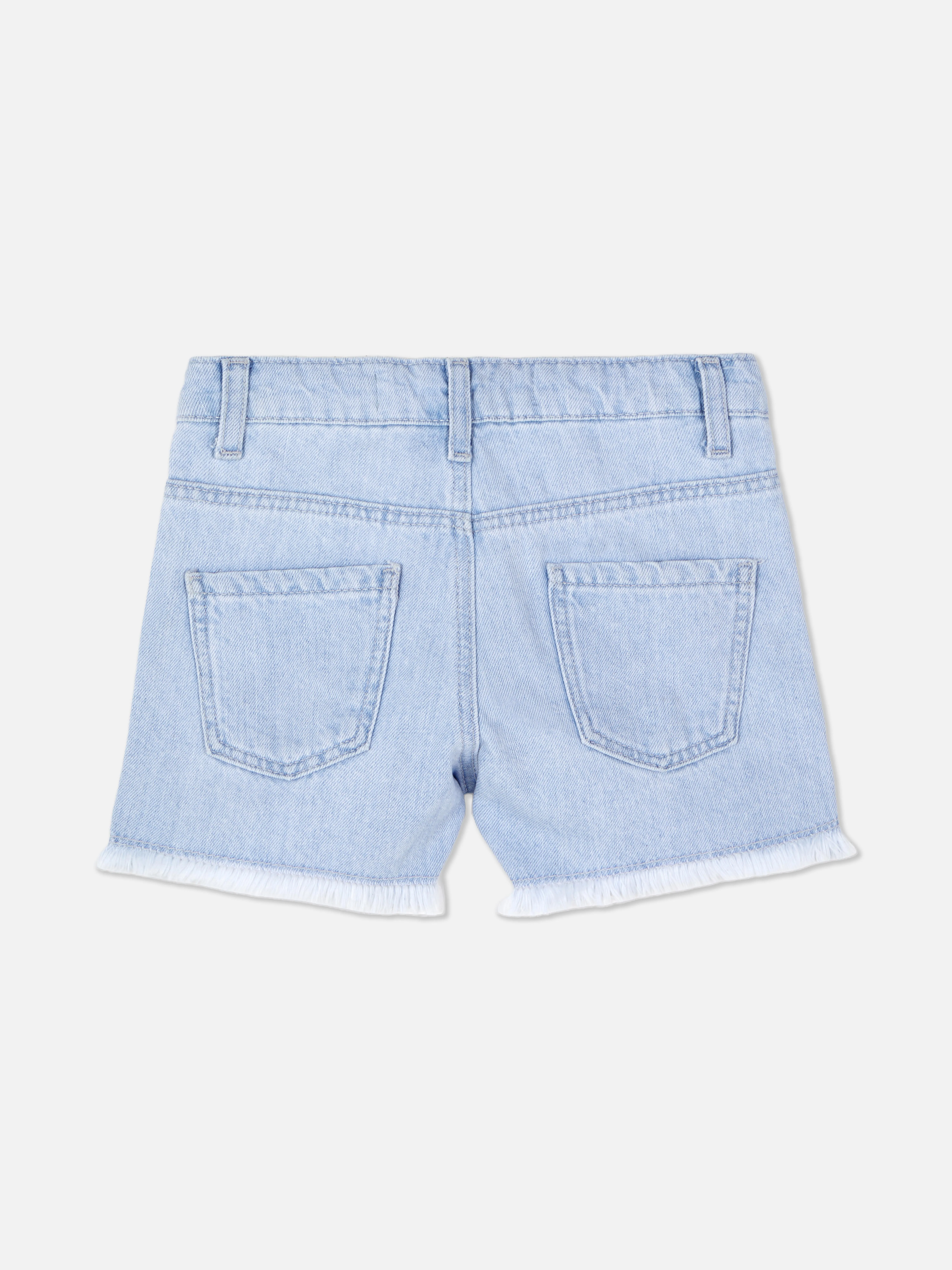 Pantalones vaqueros cortos con strass y sin rematar