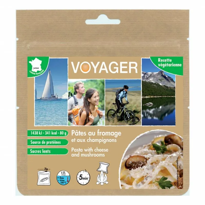 Pasta con queso y champiñones Voyager