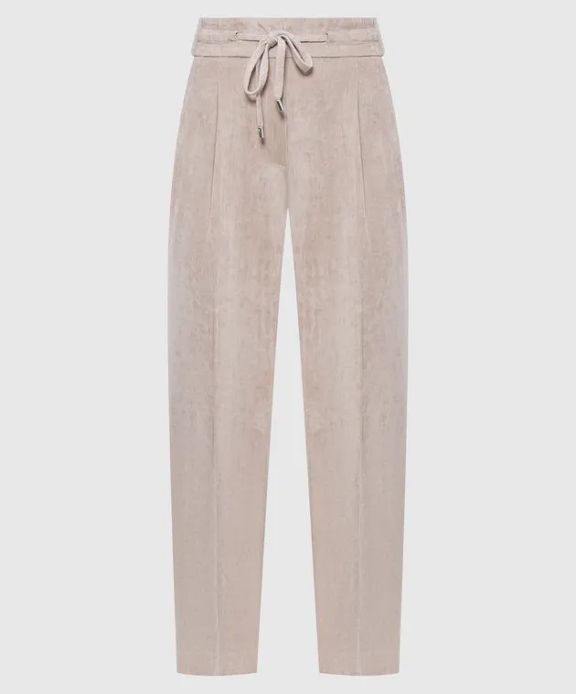 Peserico Beige corduroy pants with lurex