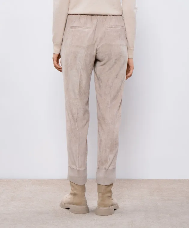 Peserico Beige corduroy pants with lurex